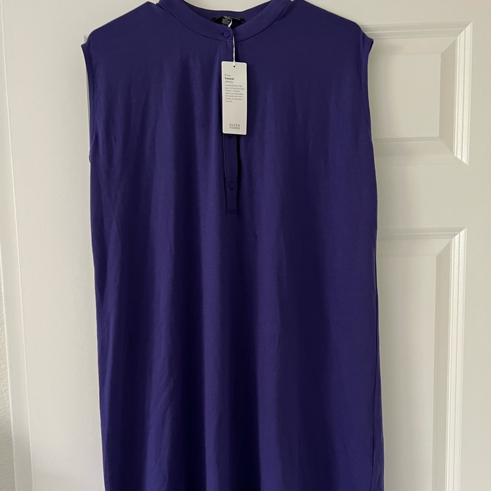 NWT Eileen Fisher Athna Purple Mandarin Tunic Dress XS $178